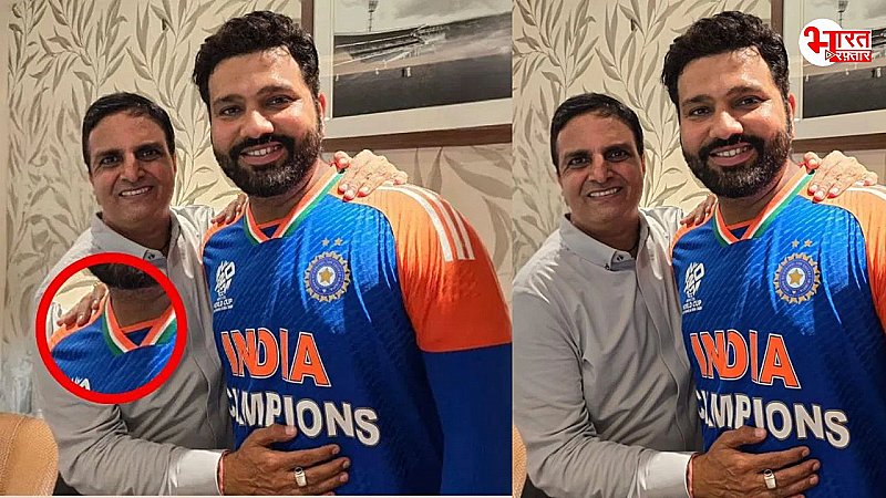 Mysterious Third Hand on Rohit Sharma Shoulder: रोहित शर्मा के कंधे पर दिखा मिस्ट्री हैंड, फोटो हो गई वायरल